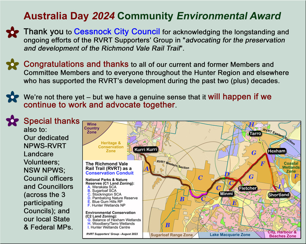Image 3:  Community Environmental Award - Acknowledgements and Thanks. Conservation Areas along or near the RVRT are illustrated in the Figure.